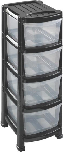 Raft din plastic cu patru sertare 29 × 38 × 78 cm