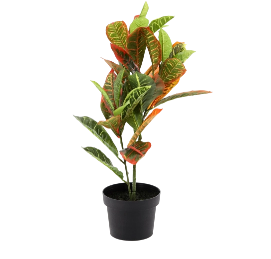 Plantă artificială pentru ghiveci 58 cm, frunze realiste în culori vii