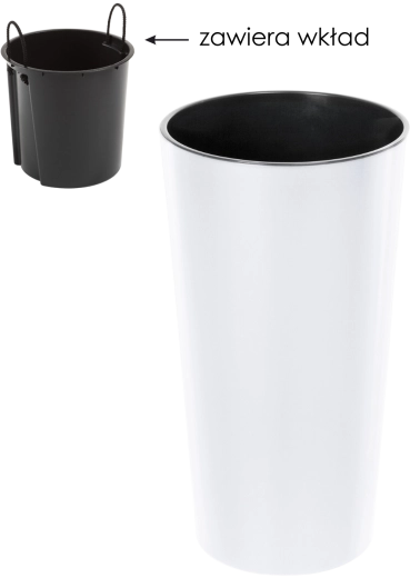 Ghiveci Lilia 30 cm cu inserție – alb, finisaj lucios