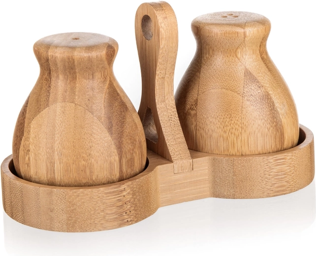 Solniță și piperniță din bambus cu suport BRILLANTE Bamboo