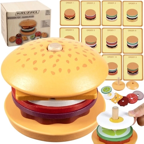 Sorter burger din lemn Kruzzel cu carduri de comenzi