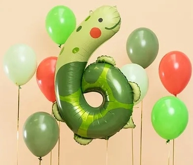 Balon din folie cifră 6 – broască țestoasă 57 × 86 cm