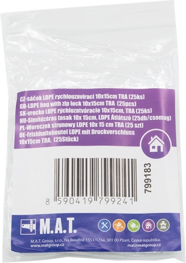 Pungi LDPE cu închidere rapidă 10 × 15 cm, transparente (25 buc)