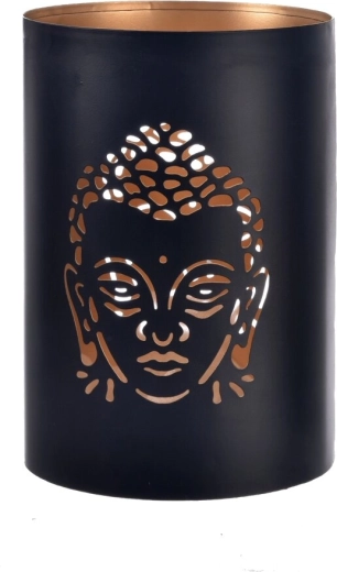 Sfeșnic metalic Buddha negru-auriu