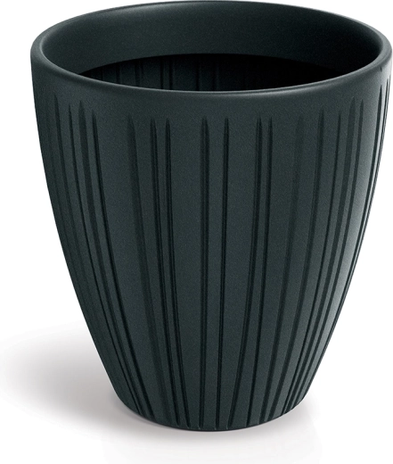 Ghiveci striat Fero Round 40 cm gri închis