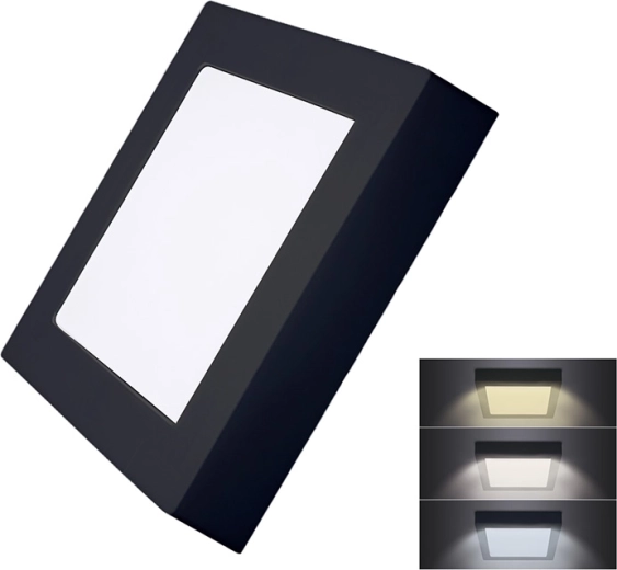 Solight mini panou LED CCT pătrat aplicat 12 W negru