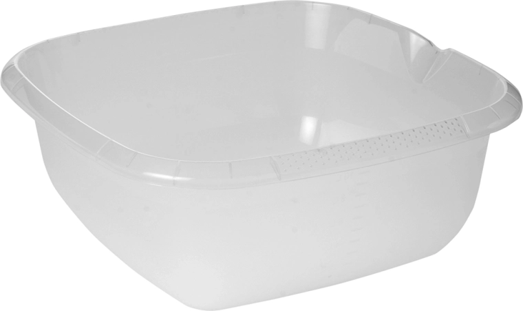 Bol pătrat transparent cu gură de scurgere 13 l (38 × 38 cm)