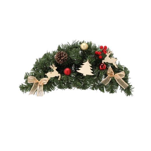 Coroniță de Crăciun suspendată 46 cm, în roșu‑auriu