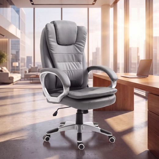Scaun de birou ergonomic cu spătar înalt, gri