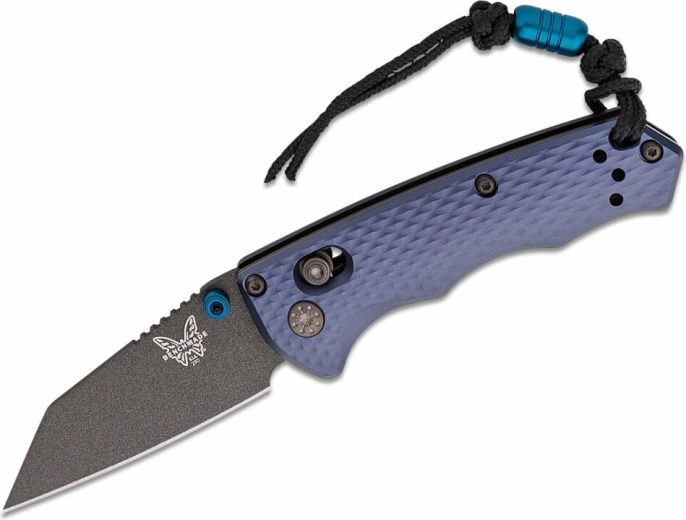 cuțit de buzunar benchmade full immunity crater blue, aluminiu gri-albastru