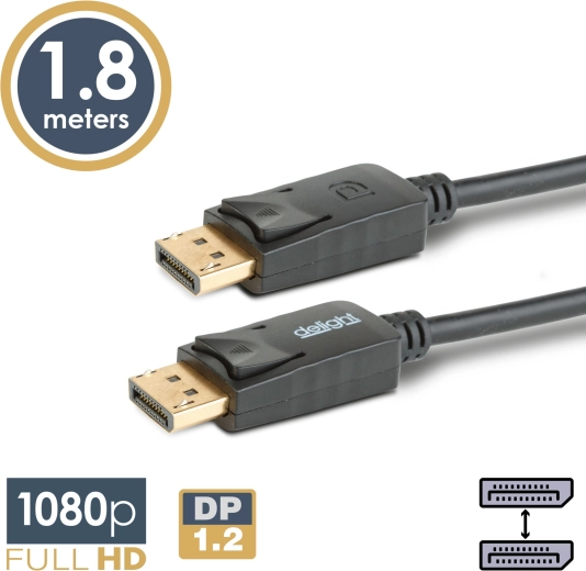 Cablu DisplayPort la DisplayPort 1.2, 1,8 m, negru