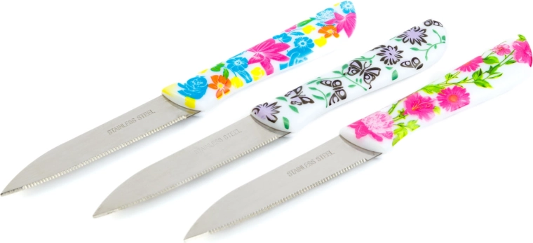 Set de cuțite pentru decojit cu model floral, 3 bucăți
