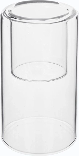 Suport transparent din sticlă pentru lumânare tip pastilă 10 cm