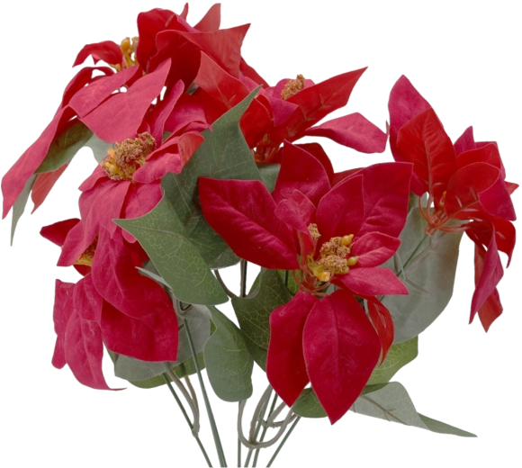 Ramură sintetică cu buchet de stele de Crăciun 42 cm – roșu