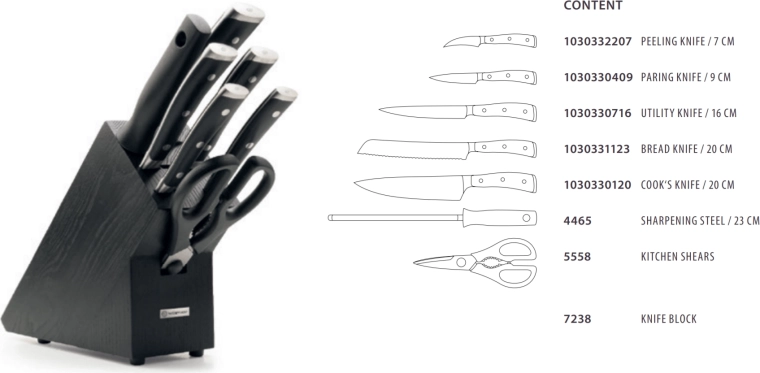 Wüsthof Classic Ikon set de cuțite în bloc, 7 piese, frasin negru