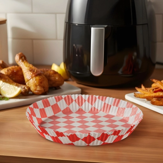 Hârtie de copt pentru friteuză cu aer cald, în carouri, rotundă, 20 cm, 50 de bucăți