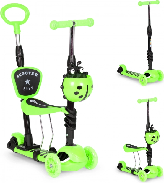 Tricicletă pentru copii cu roți care luminează 3în1 - verde ECOTOYS