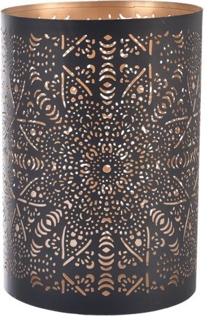 Sfeșnic din metal Mandala negru-auriu 12 cm