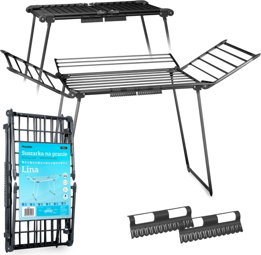 Uscător de rufe pliabil pe stativ Massido Lina 22 m, negru