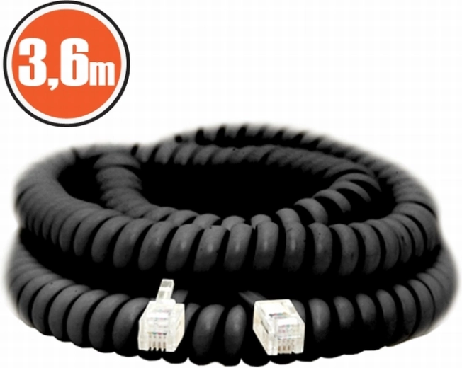Cablu telefonic spiralat 3,6 m, negru