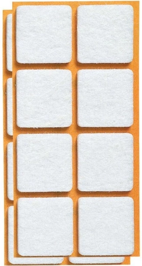 Tampoane autoadezive din fetru pentru mobilier 25 × 25 mm, alb (16 buc.)
