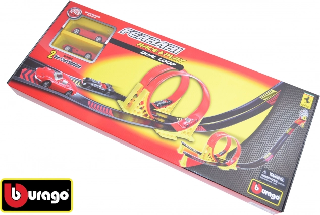 Set de curse Bburago Ferrari Race cu circuit dublu 1:43