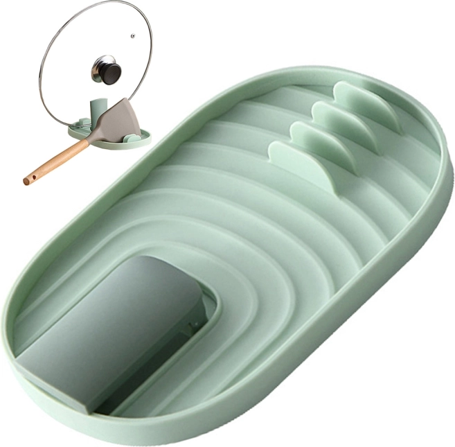 Suport de bucătărie verde pentru vase și capace