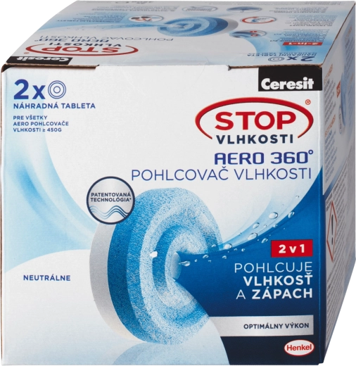 Ceresit Stop Umiditate Aero 360° rezerve tablete 2×450 g, miros neutru