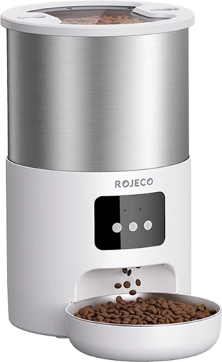 Distribuitor inteligent de hrană pentru animale de companie Rojeco, 4,5 l, din oțel inoxidabil