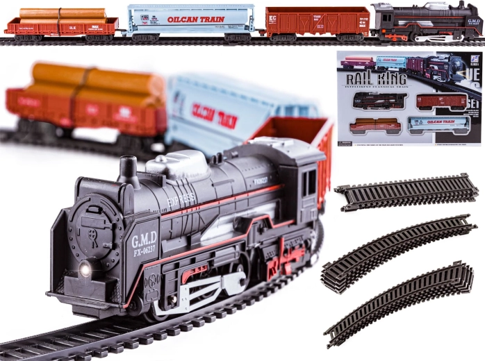 Cale ferată Rail King – locomotivă cu aburi și 3 vagoane