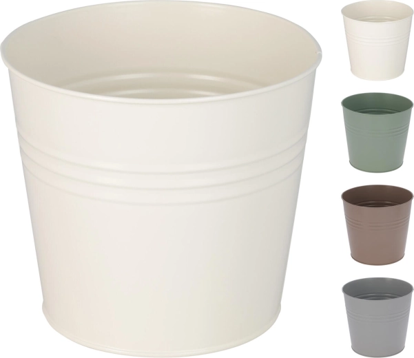 Ghiveci decorativ metalic 17 cm, mix de culori