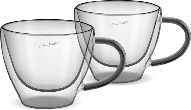 Set de pahare termo Lamart Vaso pentru cappuccino, 190 ml, 2 bucăți, negru