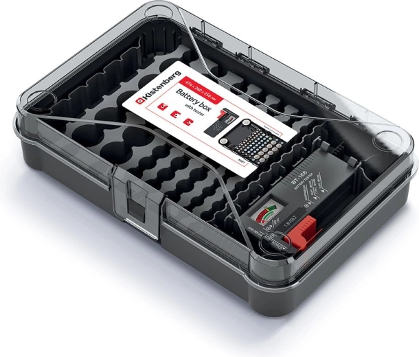 Organizator pentru baterii cu tester, 29,5 × 19,5 × 7 cm