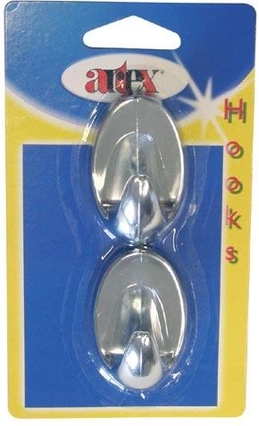 Cârlige autoadezive ovale mari, argintii, 2 buc.