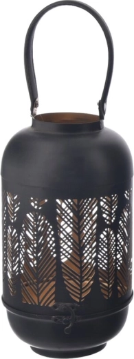 Sfeșnic Leaf din metal și piele ecologică negru-auriu 27 cm