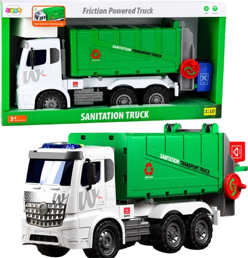Camion de gunoi gigant cu lumini și sunete 1:10, cu funcție de ridicare