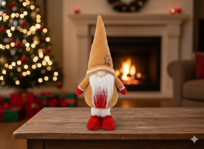 Spiriduș de Crăciun standing, portocaliu 42 cm