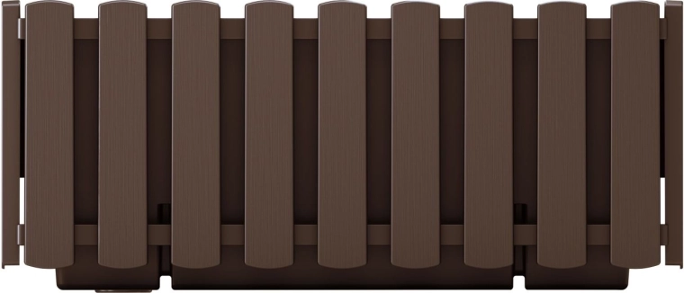 Ghiveci dreptunghiular din plastic cu design de gard, 38 cm – maro