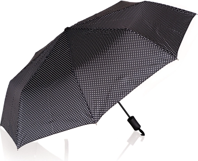 Umbrelă pliabilă cu buline 52 cm – neagră