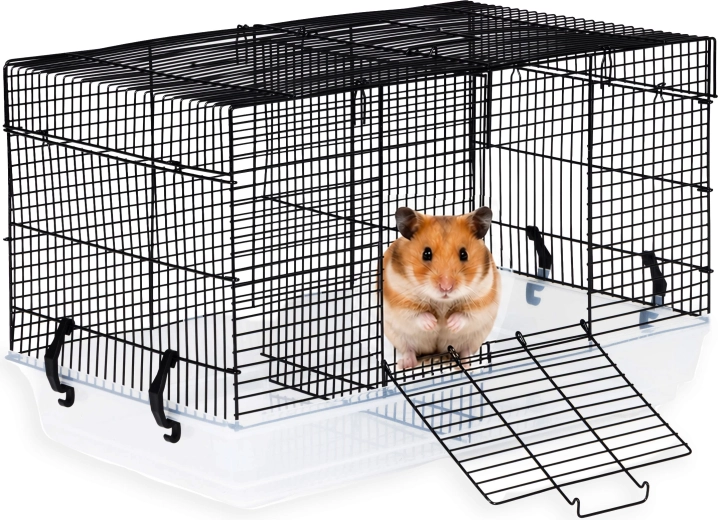 Petsi cușcă neagră pentru hamsteri și șoareci cu mâner
