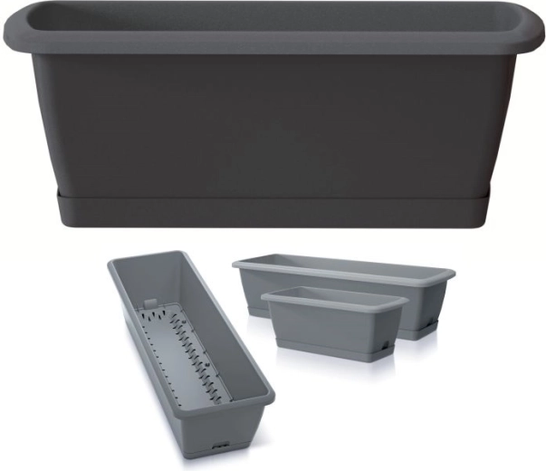 Ghiveci dreptunghiular cu sistem de autoirigare antracit 39,7 cm RESPANA EASYCARE