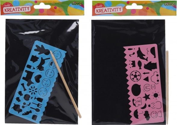 Imagine de zgâriat A5 cu șablon și creion