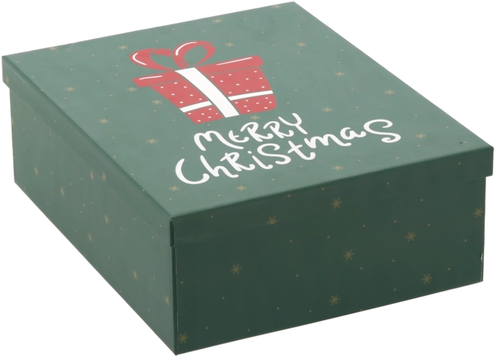 Cutie cadou de Crăciun verde cu inscripția Merry Christmas 29 × 23 × 10 cm