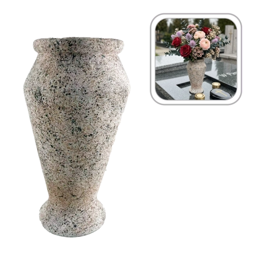 Vază de cimitir din ciment cu aspect de granit 16 × 16 × 28 cm - 1 bucată
