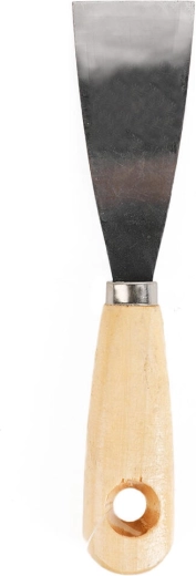 Spatulă din inox în formă de pană 40 mm cu mâner din lemn