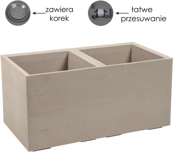 Ghiveci Lamela Karo Eco Coffee 80 × 40 cm în nuanța latte