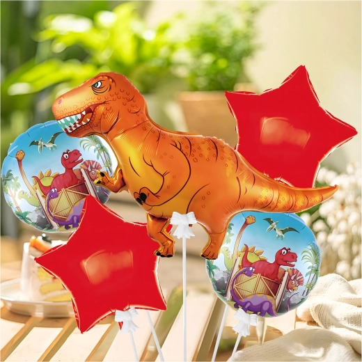 Set de baloane aniversare cu dinozaur, 5 buc