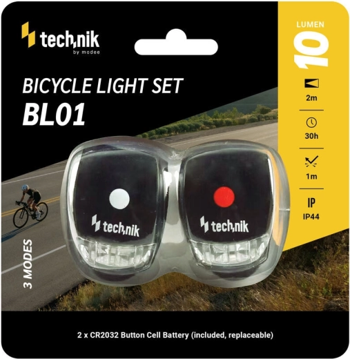 Set Technik de lumini pentru bicicletă cu husă din silicon (față și spate)