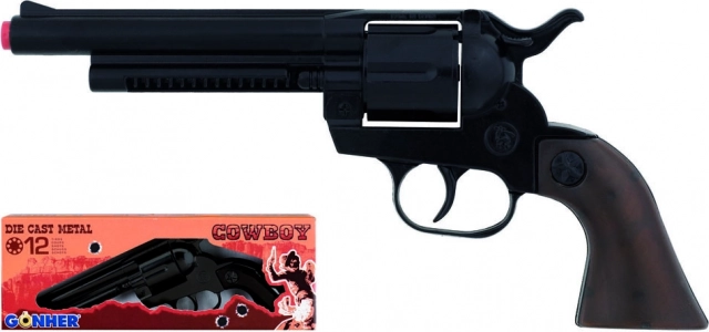 Revolver de cowboy din metal negru cu 12 focuri