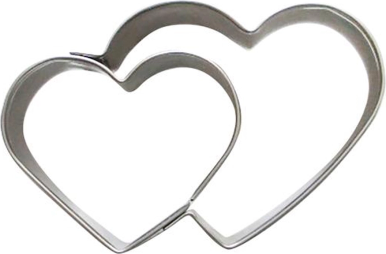 Forme de tăiat pentru prăjituri – două inimi, inox 5–6 cm
